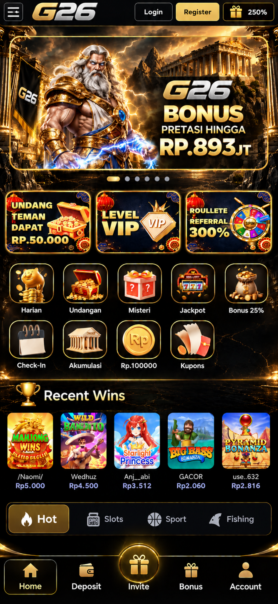 Tampilan lengkap beranda G26 APP - G26 Slot G26 APP Slot G26